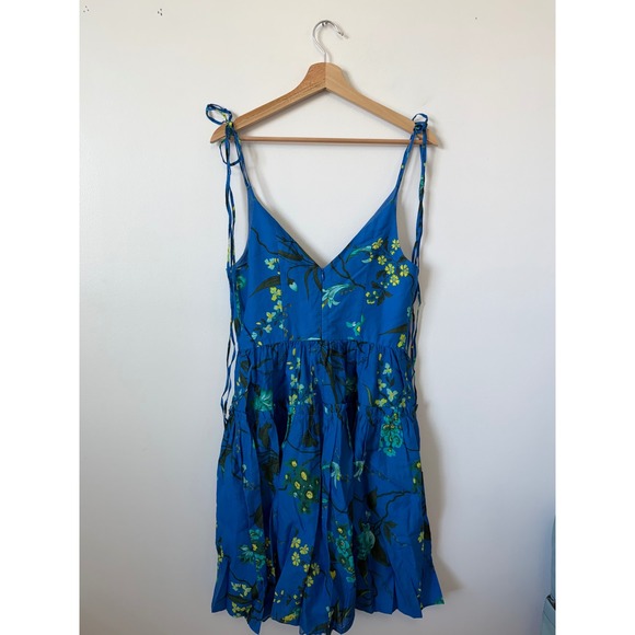 Erdem Cotton-Linen Floral Strappy Mini Dress – Blue – Size US 6 – NWT - Picture 6 of 6